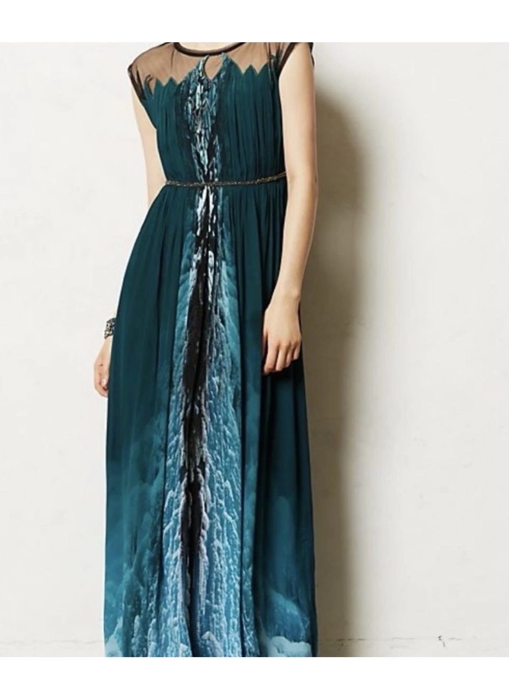 Geisha Designs Anthropologie Icefall Maxi Dress Ombré 2P NWT Beaded